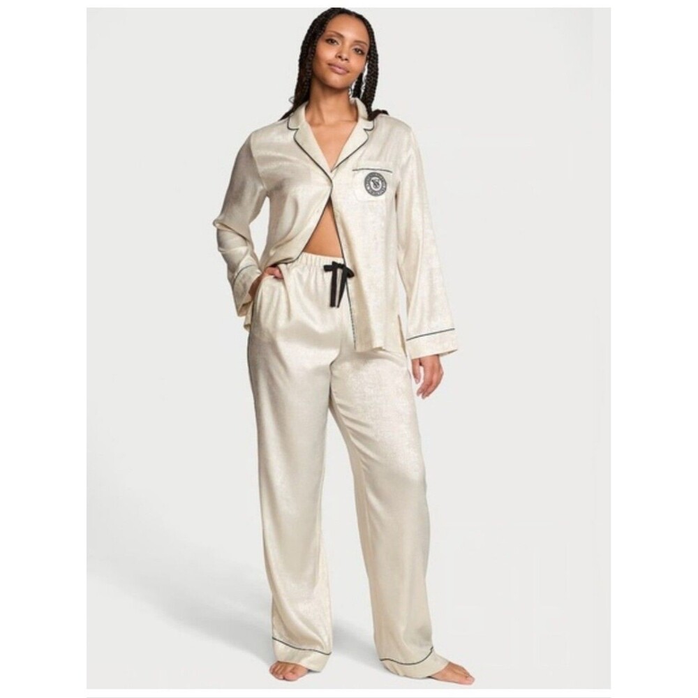 NWT Victoria's Secret Special Edition Champagne Shimmer Glazed Satin Pajama Set